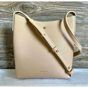 Vintage SAMARA Vegan Leather Shoulder Bag Purse Beige Tan Small $125